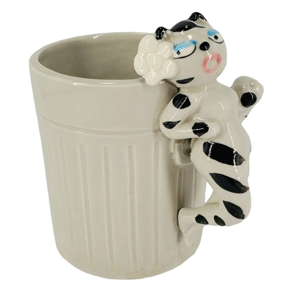 Takahashi Tiger Seductive Female Alley Cat Mug Trash Can Hand Painted VTG